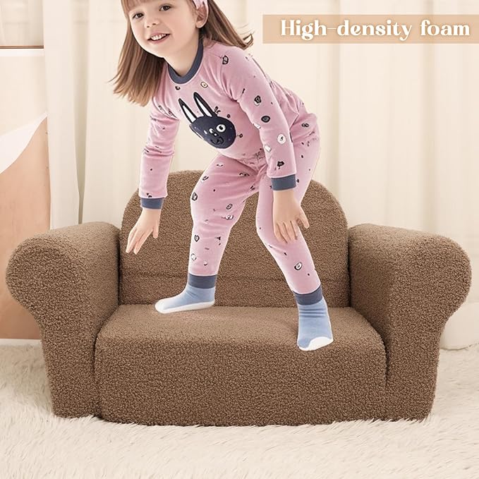 Chairs for Toddler, 2-in-1 Toddler Soft Teddy Baby Couch Fold Out, Convertible - Image 7