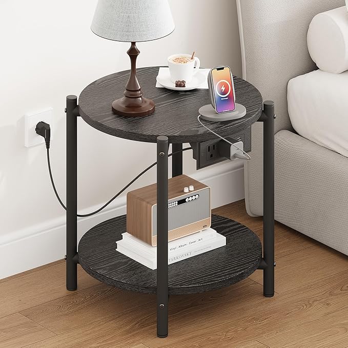 LIKIMIO Small Round End Tables Set of 2 - Image 2