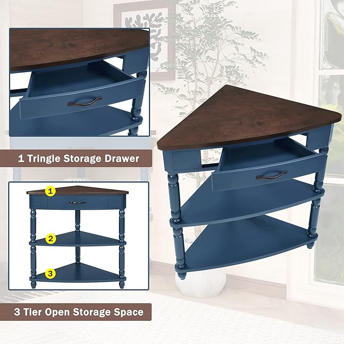 GDFStudio Trmxmbi 3 Tier Corner Console Table - Image 6
