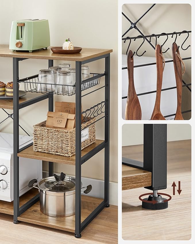 VASAGLE ALINRU Kitchen Baker’s Rack, Coffee Bar, Microwave Oven Stand, - Image 7