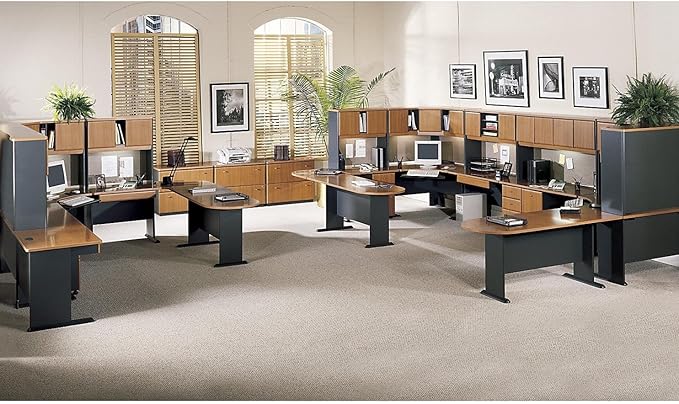 Bush Business Furniture Series A 48W Computer Desk in Natural Cherry and Slate - Image 7