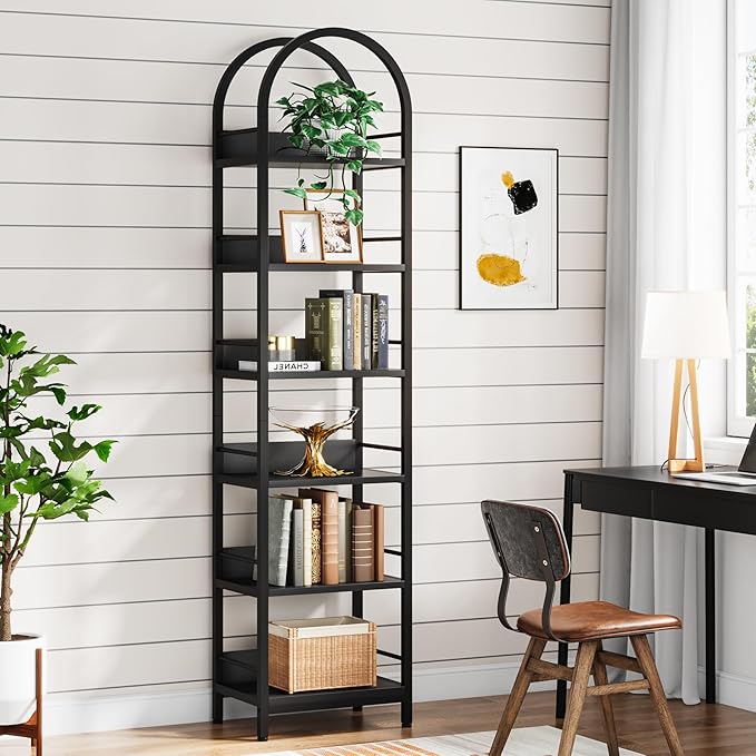 Tribesigns 6-Tier Open Bookshelf, 78.7" Tall Arched Bookcase Narrow Bookshelf by Tribesigns
