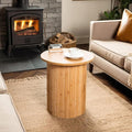 Handcrafted Round Fluted Pedestal End Table by Unknown