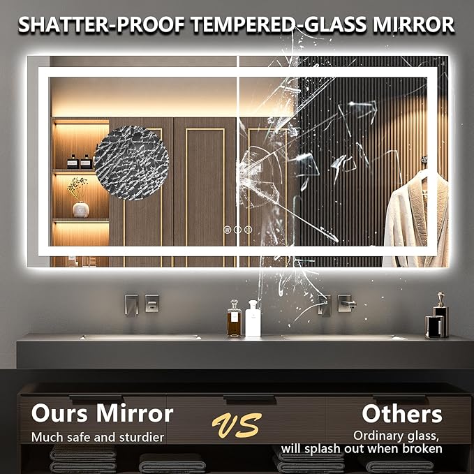 72x36 Inch LED Bathroom Mirror - Image 6