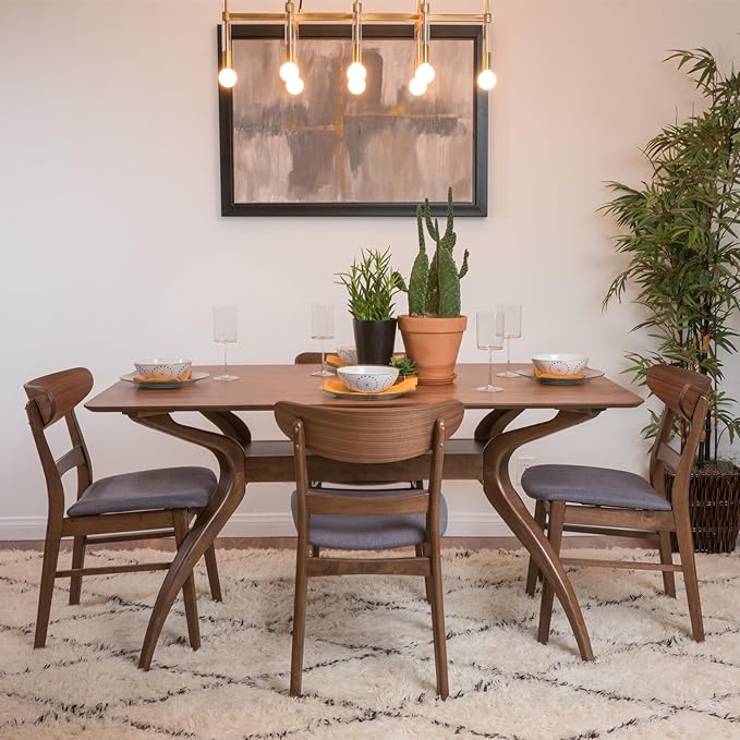 Christopher Knight Home Idalia Curved Leg Rectangular Dining Set, 5-Pcs Set - Image 2