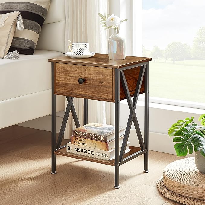VECELO Nightstands Set of 2, Modern Bedside End Tables, Night Stands - Image 5