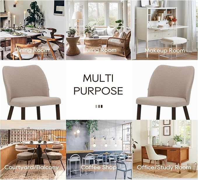 COLAMY Upholstered Dining Chairs Set of 6, Modern Fabric Dining Room Kitchen - Image 8