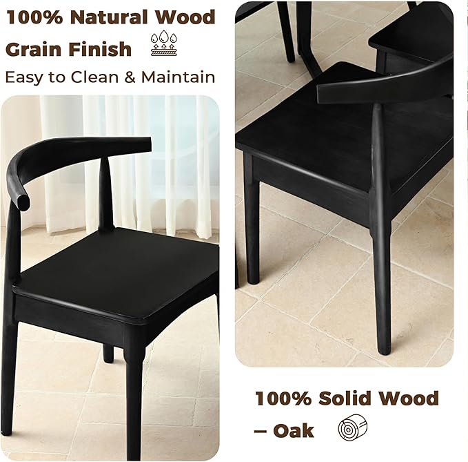 DELAVIN Solid Wood Dining Chairs Set of 4, Farmhouse Style High Ladder Back - Image 4