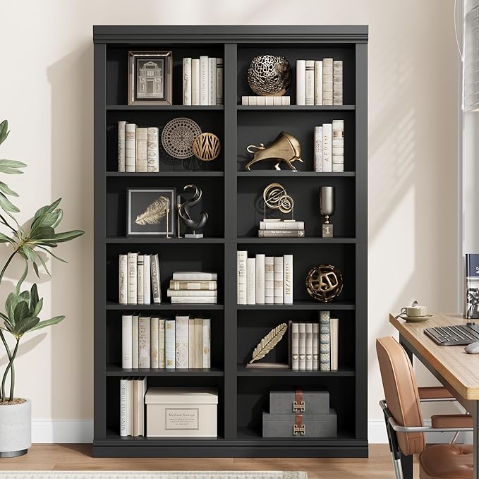 74.5" Tall Bookshelf with Double Storage, Extra Large Bookshelf, 6-Tier Double - Image 2