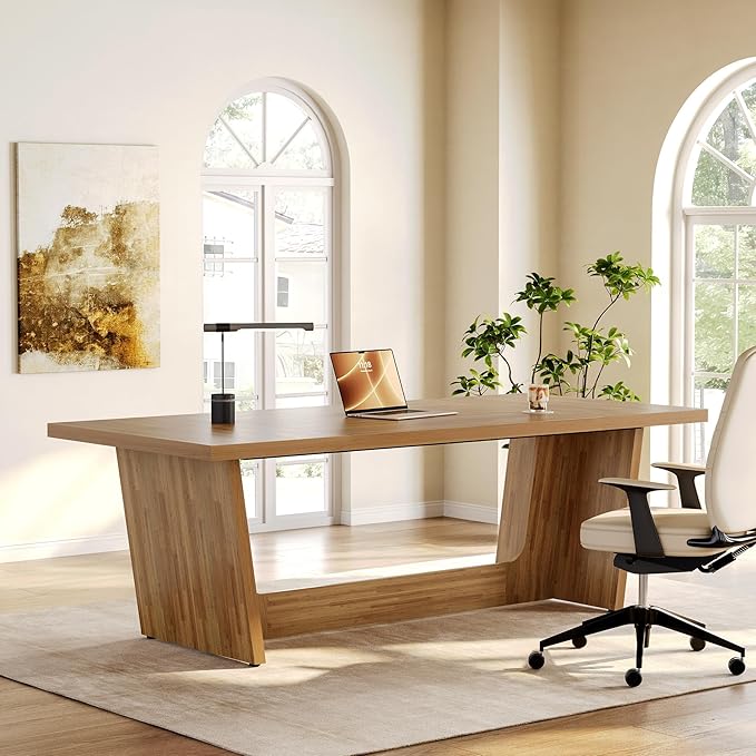 1Easylife 70.87 Inches Long Executive Desk, Wooden Computer Desk, Industrial - Image 3