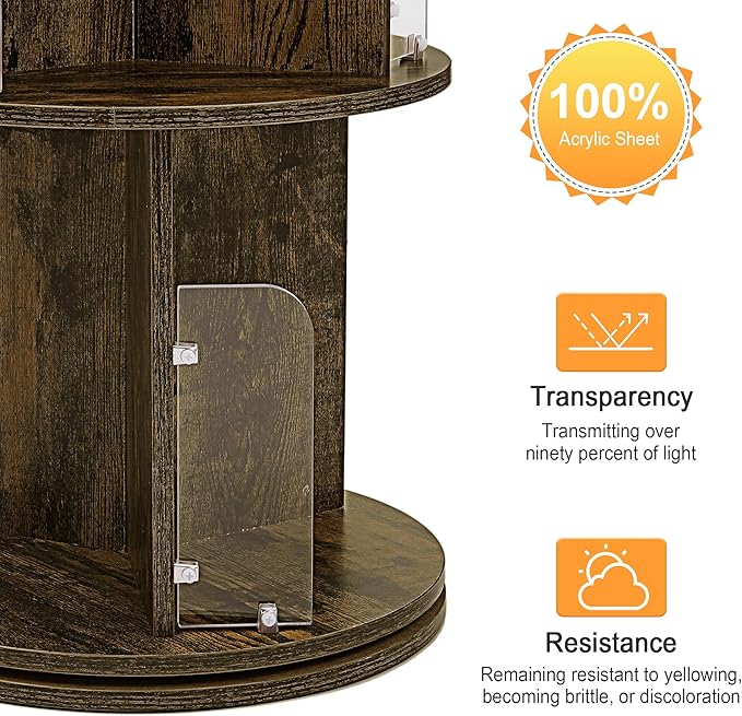 VECELO 4 Tier Revolving Bookshelf Tower, 360° Display Floor Standing Storage - Image 5