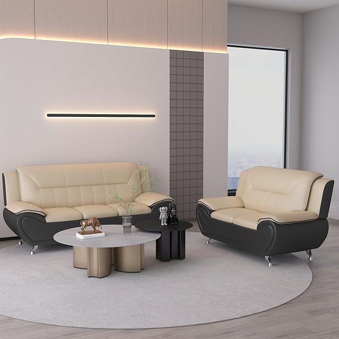 Container Furniture Direct Michael Modern Faux Leather Upholstered Stainless - Image 3