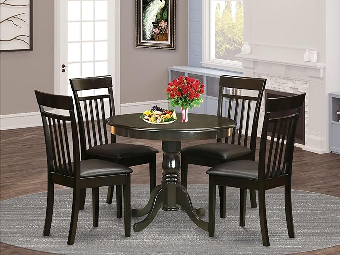 East West Furniture ANCA5-CAP-LC 5 Piece Dinette Set - Image 2