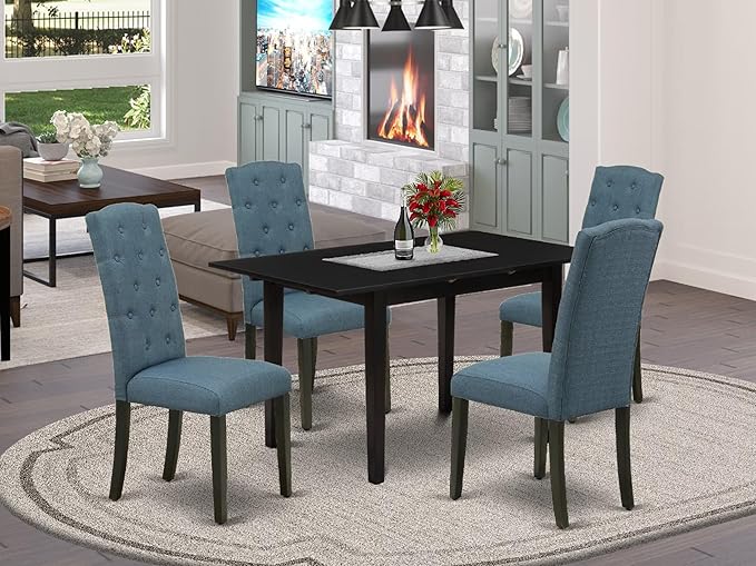 East West Furniture NOCE5-BLK-21 5 Piece Kitchen Table Set - Image 2