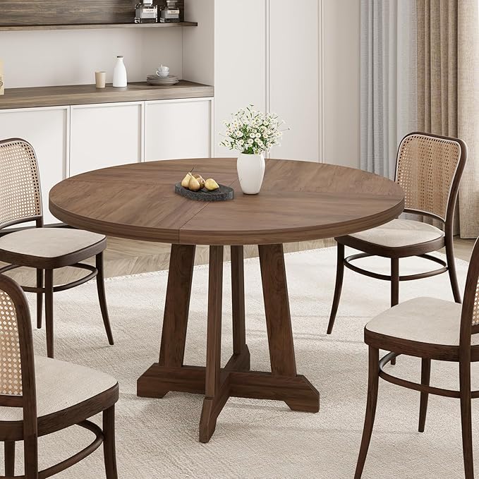 Round Dining Table for 4, 47 Inch Wooden Circle Dinner Table - Image 4