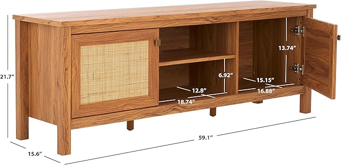 SAFAVIEH Evane TV Stand for up to 65" Flatscreen – Oak Brown & Natural - Image 2