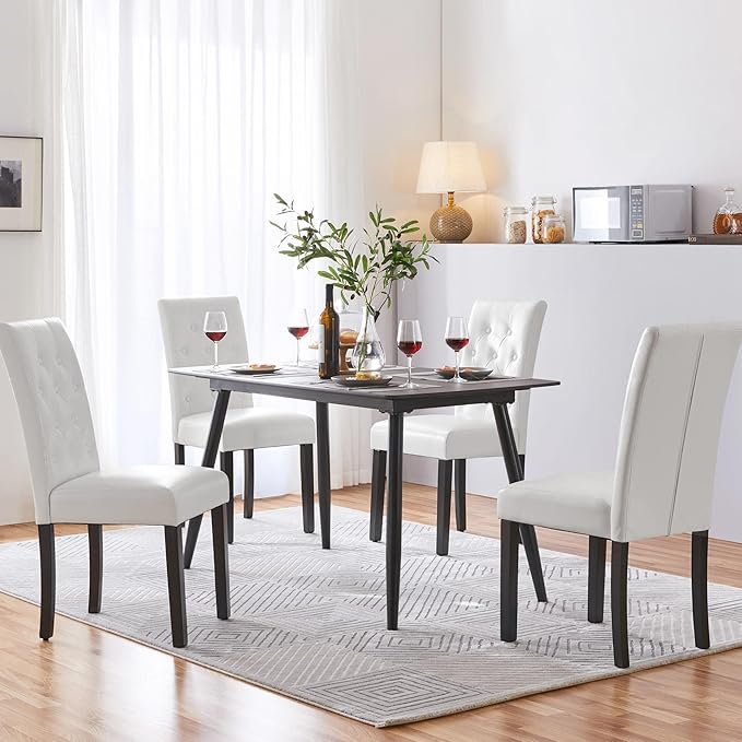 Yaheetech Dining Chairs Set of 4 Modern Style Faux Leather Dining Room Chairs - Image 2