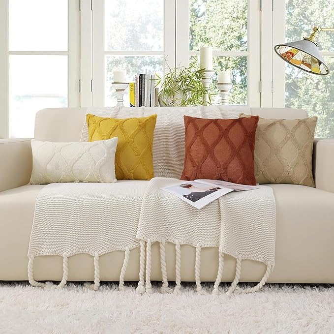 decorUhome Fall Throw Pillow Covers 24x24 Inch Set of 2, Soft Plush Faux Fur - Image 9
