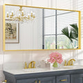 Keonjinn Brushed Gold Bathroom Mirror 60” x 30” Metal Framed Rectangular Wall by Keonjinn