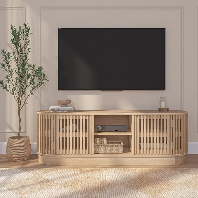 Plank+Beam Contour Wood TV Stand, Solid Wood Entertainment Console - Image 9