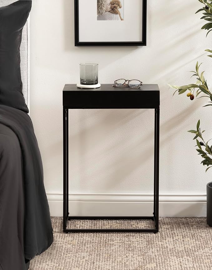 Kate and Laurel Karlsen Modern Wood and Metal Narrow Side Table; 16 x 8 x 24; - Image 4