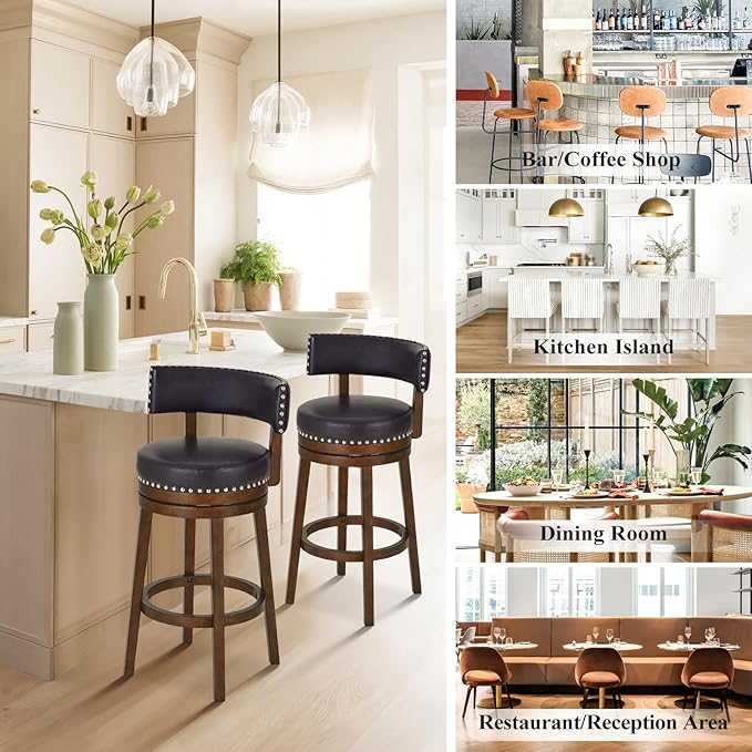 COLAMY Swivel Counter Height Bar Stools Set of 3, 30 Inch Modern Upholstered - Image 7