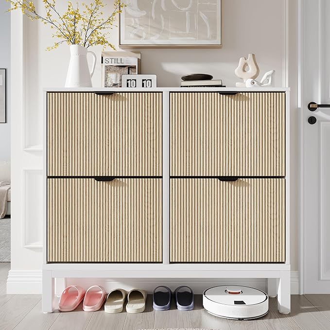GarveeHome Fluted Shoe Storage Cabinet - Image 3