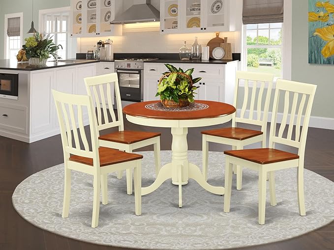 East West Furniture DLAN5-BMK-W 5 Piece Kitchen Table & Chairs Set Includes a - Image 2