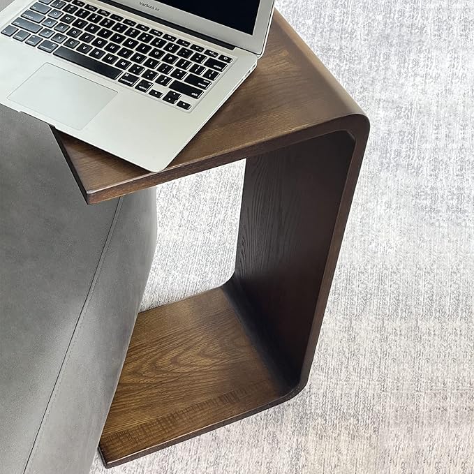 COZYMATIC Carlisha C-Shaped End Table Sofa Table Coffee Table Solid Wood Frame - Image 4