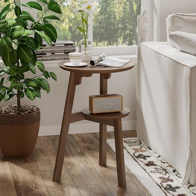 ChooChoo Round End Table for Small Spaces, Narrow Side Table, Accent Table - Image 3