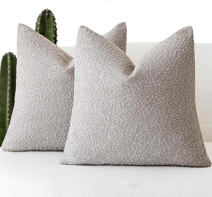 Foindtower Pack of 2 Textured Boucle Throw Pillow Covers Accent Solid by Foindtower