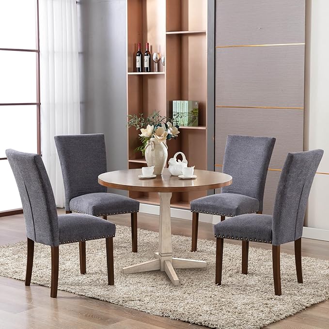 COLAMY Upholstered Parsons Dining Chairs Set of 6, Fabric Dining Room Kitchen - Image 4