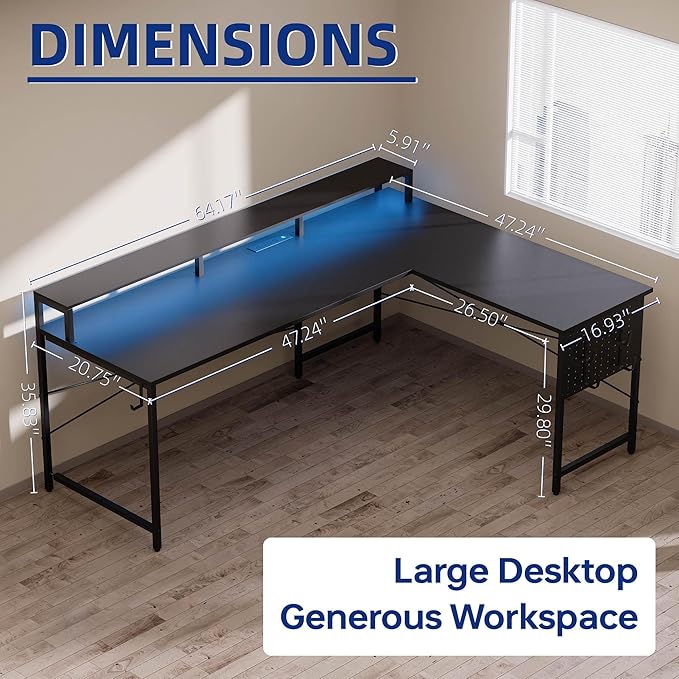 Pamray 64 Inch L Shaped Gaming Desk - Image 5