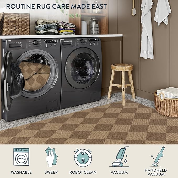Lahome Checkered Easy Jute Rug, 2x3 Entryway Rug Indoor Outdoor Front Door Mat - Image 4