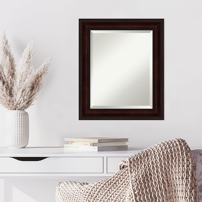 Amanti Art Brown Wall Mirror 25x21 Coffee Bean Brown Rectangle Bathroom Mirror - Image 6