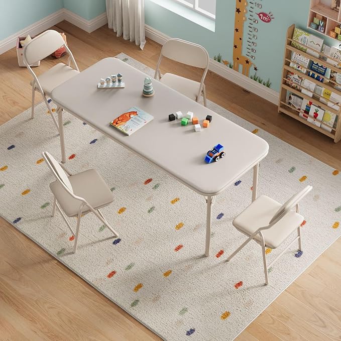 IDEALHOUSE 5 Piece Folding Kids Table and Chairs Set, Children Activity Table - Image 2