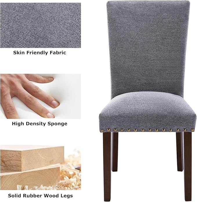 COLAMY Upholstered Parsons Dining Chairs Set of 4, Fabric Dining Room Kitchen - Image 6