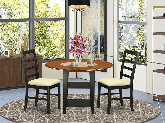East West Furniture SUPF3-BCH-C 3 Piece Dining Room Table Set Contains a Round - Image 6