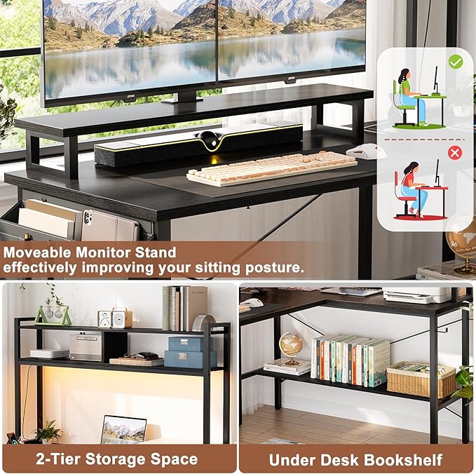 Aheaplus L Shaped Gaming Desk - Image 6