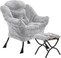 Fabric Lazy Chair with Ottoman, Oversized Upholstered Sofa Chair by Halituny