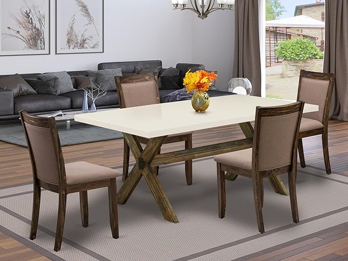 East West Furniture X727MZ748-5 5 Piece Dining Room Furniture Set Includes a - Image 2