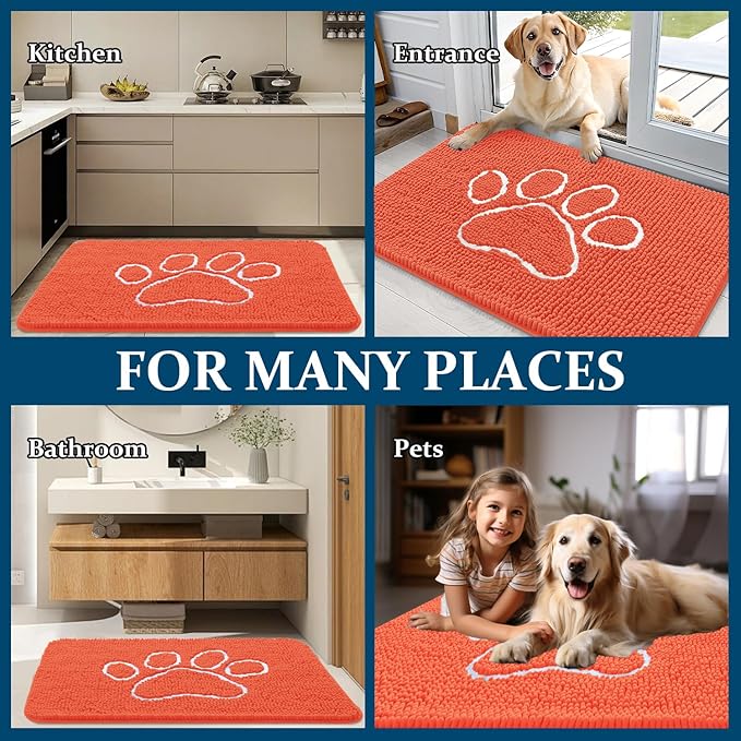 OLANLY Door Mat for Muddy Dog Paws 30x20, Ultra Absorbent Chenille Mud Doormat - Image 8