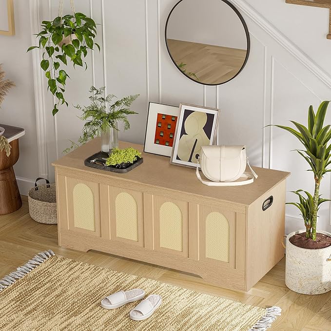 DINZI LVJ Storage Chest, 47.2" Rattan-Like Toy Box - Image 7