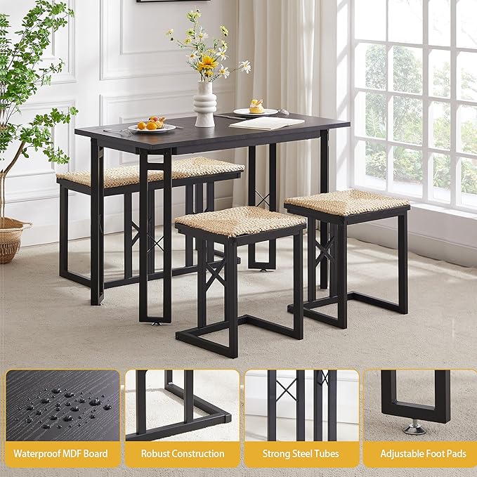 VECELO 43.3" Dining Table Sets, Farmhouse Small Kitchen Table - Image 3