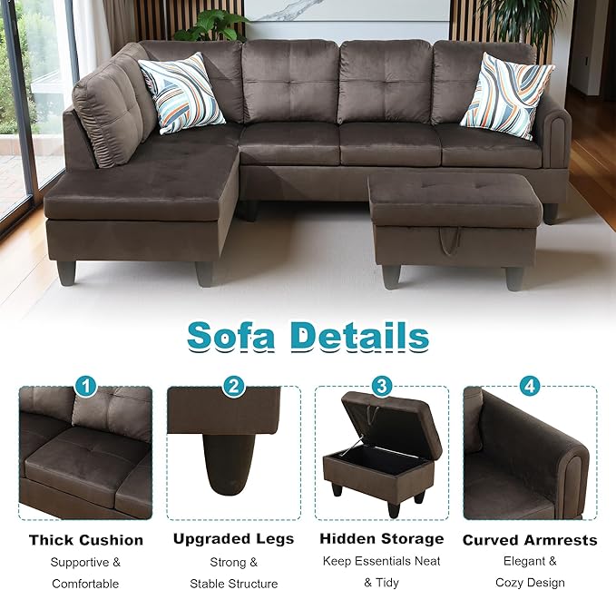 97" Oversized Sectional Couch, L Shaped Couch - Image 4