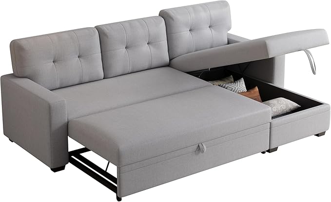 Ball & Cast L-Shape Convertible Sectional Sleeper Sofa Bed 4 in 1 Pull Out Couch - Image 11