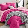 HEVUMYI Hot Pink & Baby Pink King Comforter Set by HEVUMYI
