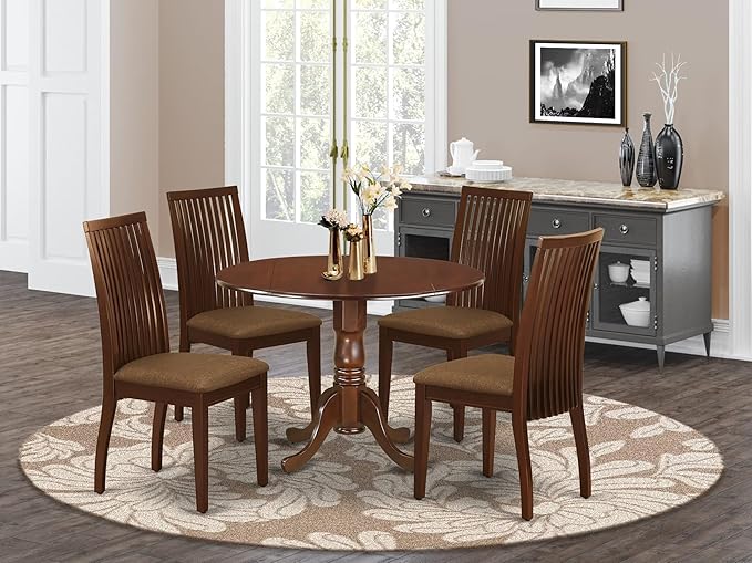 East West Furniture DLIP5-MAH-C 5 Piece Modern Dining Table Set Includes a - Image 2