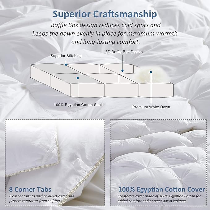 Luxurious All-Season Goose Down Comforter California King Size Duvet Insert - Image 6