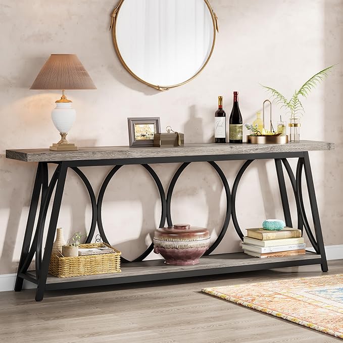 Tribesigns 70.9 inch Extra Long Console Table, Industrial Sofa Table Behind by Tribesigns